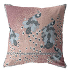 HomeRoots Blue On Muted Magenta 18â€ Dusty Pink Boho Bird Suede Throw Pillow