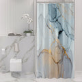Gibelle Small Stall Shower Curtain 36 x 72, Narrow Half Abstract Grey Blue Marble Shower Curtain, Modern Ink Art Waterproof Fabr