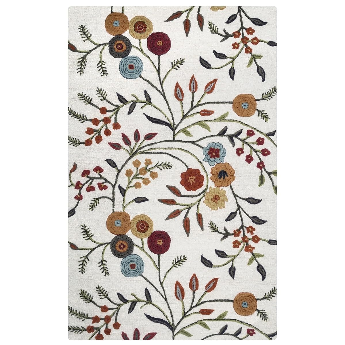 Rizzy Home Alora Decor Charming 3' X 5' Floral Ivory/Gray/Rust/Blue Hand-Tufted Area Rug