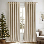 Miulee Velvet Curtains 108 Inches - Luxury Blackout Curtains For Bedroom Living Room Thermal Insulated Super Soft Window Drapes Rod Pocket & Back Tab, Beige, W52 X L108 Inches, 2 Panels