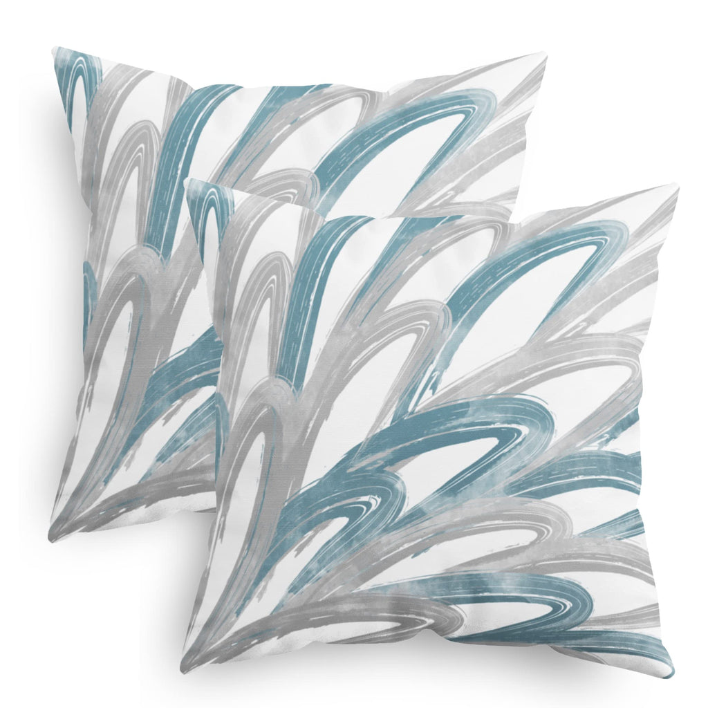Calitime Throw Pillow Cases Pack Of 2 Cozy Fleece Two-Tone Abstract Feather Decorative Cushion Covers For Couch Bed Sofa Farmhou