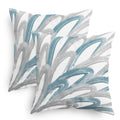 Calitime Throw Pillow Cases Pack Of 2 Cozy Fleece Two-Tone Abstract Feather Decorative Cushion Covers For Couch Bed Sofa Farmhou