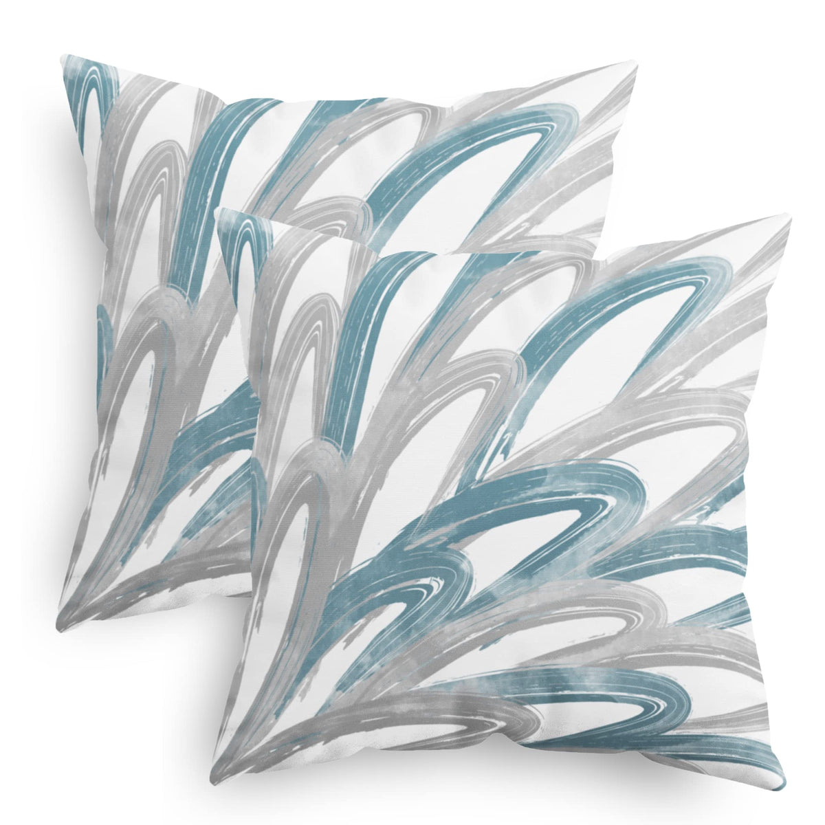 Calitime Throw Pillow Cases Pack Of 2 Cozy Fleece Two-Tone Abstract Feather Decorative Cushion Covers For Couch Bed Sofa Farmhou