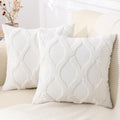 Decoruhome Spring Throw Pillow Covers 24X24 Inch Set Of 2, Soft Plush Faux Fur Wool Cream White Couch Pillow Covers, Decorative Pillow Cases For Bed Sofa Living Room Home Decor