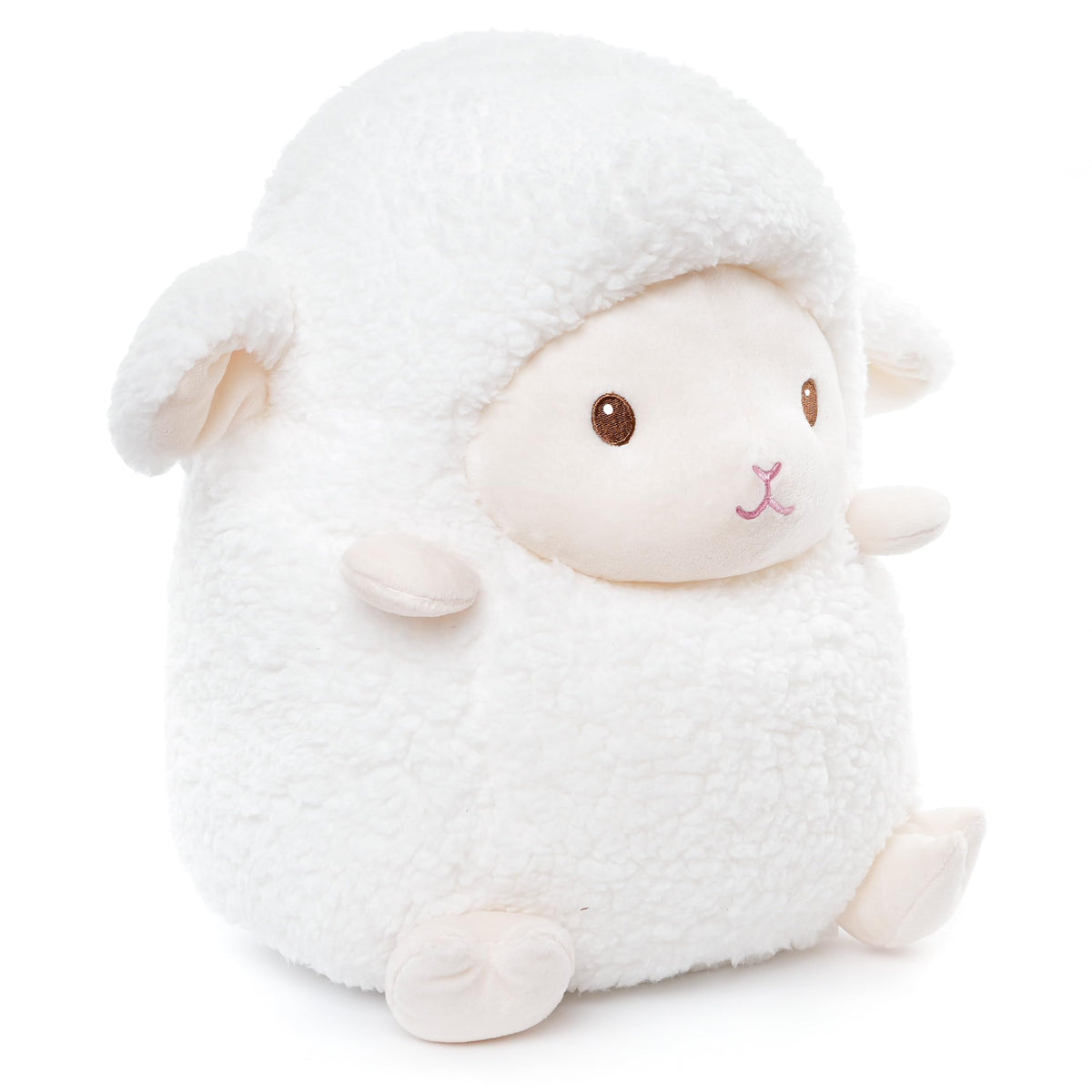 Weigedu 14 Inches Adorable White Lamb Sheep Stuffed Animal Plush Toy With Embroidered Eyes, Soft Lamb Pillow Fluffy Cushion For