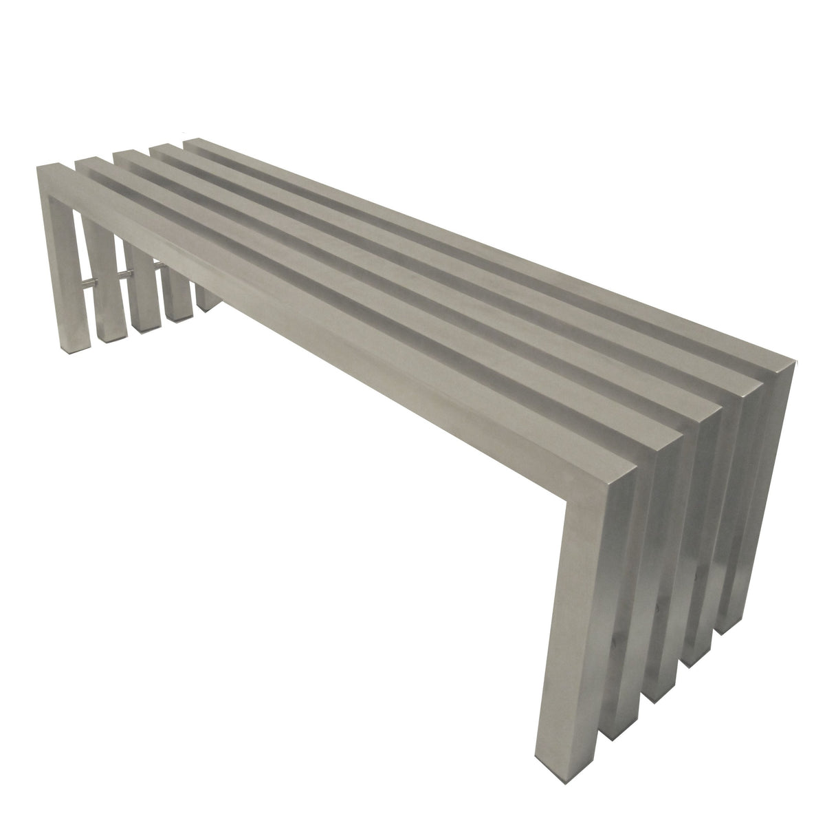 Pangea Home Lexter Bench, Brushed Metal