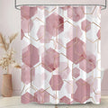 Litabel Modern Extra Long Shower Curtain For Bathroom, Pink Geometric Art Decor Waterproof Bath Curtain, Abstract Fabric Shower