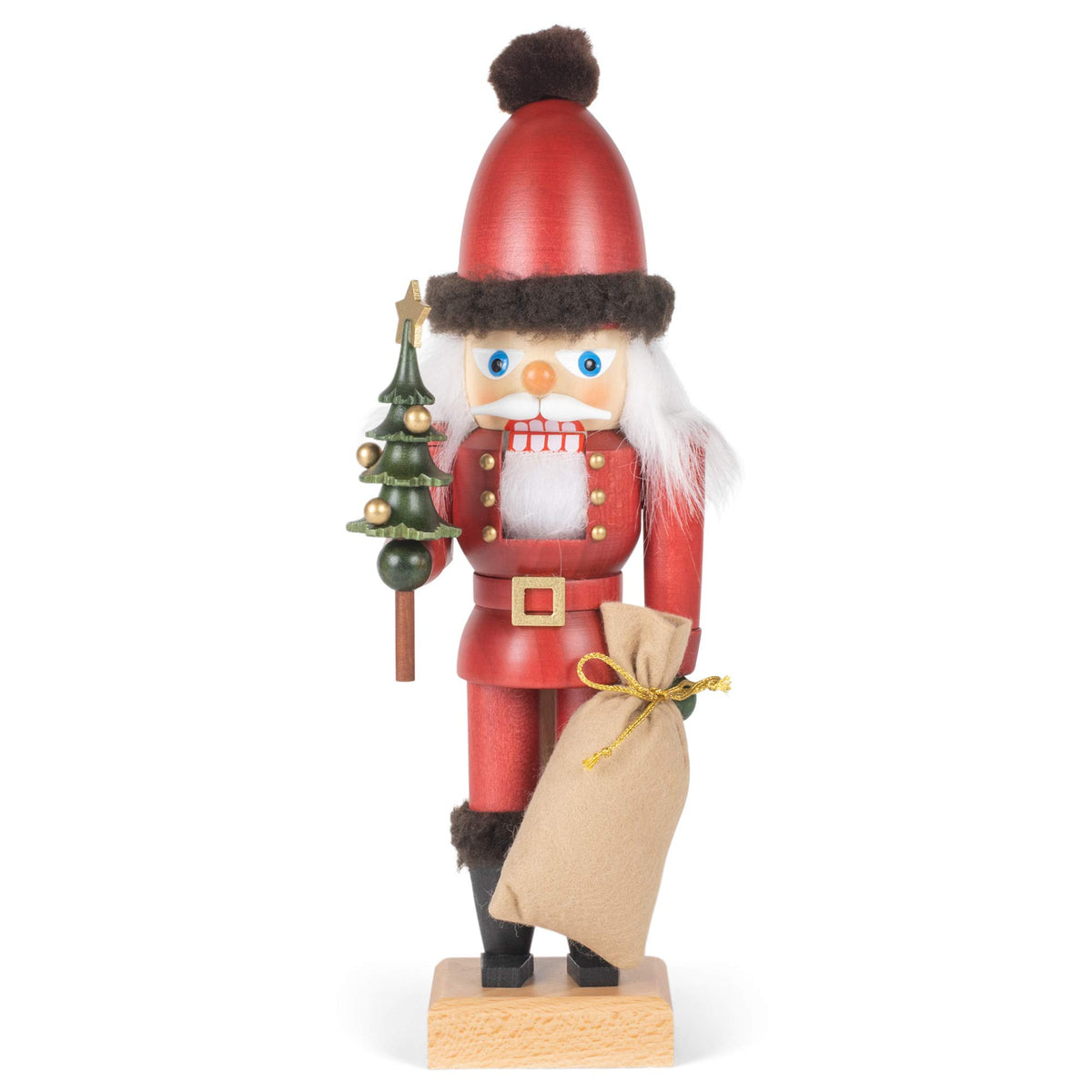 Christian Ulbricht Alexander Taron Seasonal Decorative Collectible Nutcracker Santa With Tree And Sack 12&quot; H X 4&quot; W X 4&quot; D