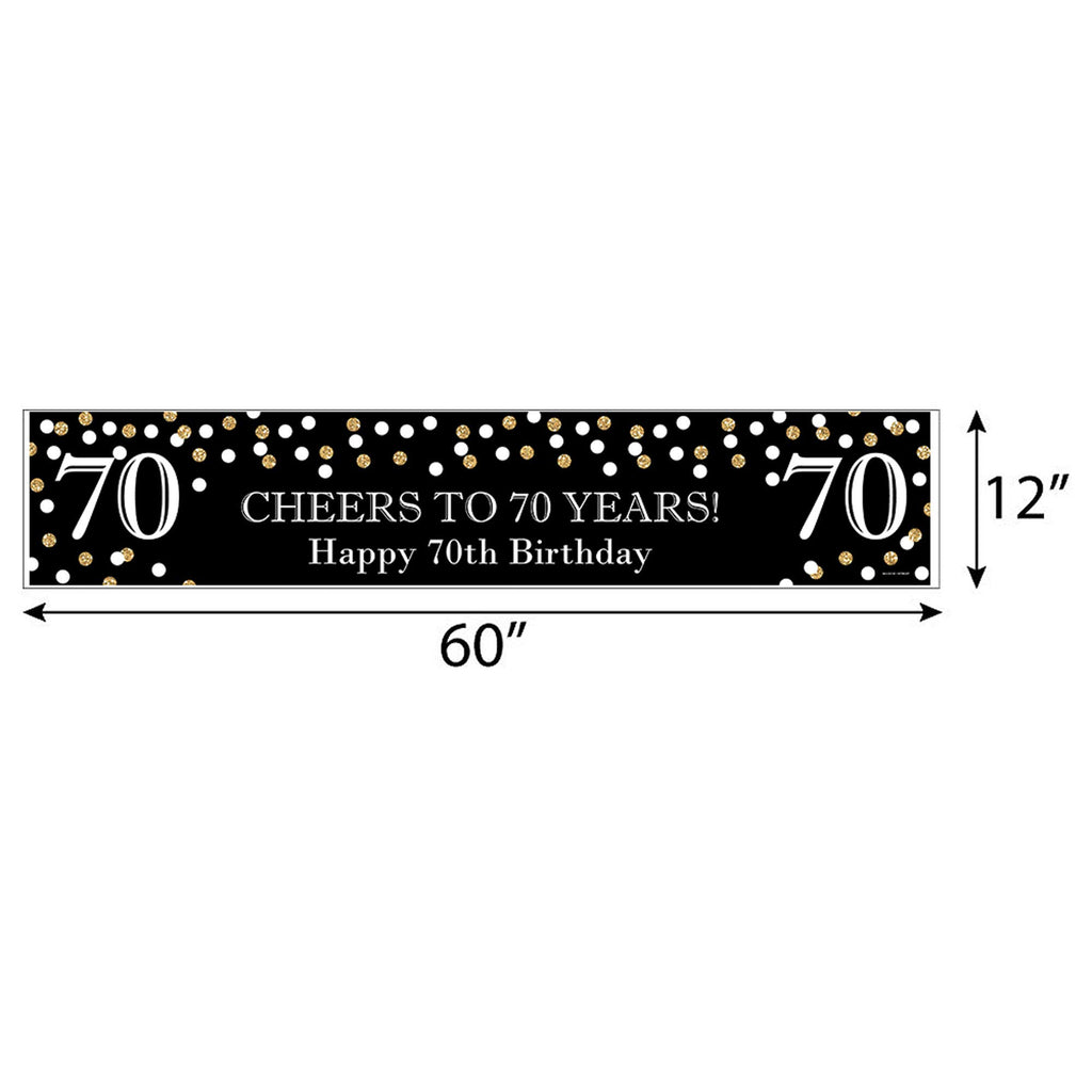 Big Dot Of Happiness Adult 70Th Birthday - Gold - Happy Birthday Decorations Party Banner