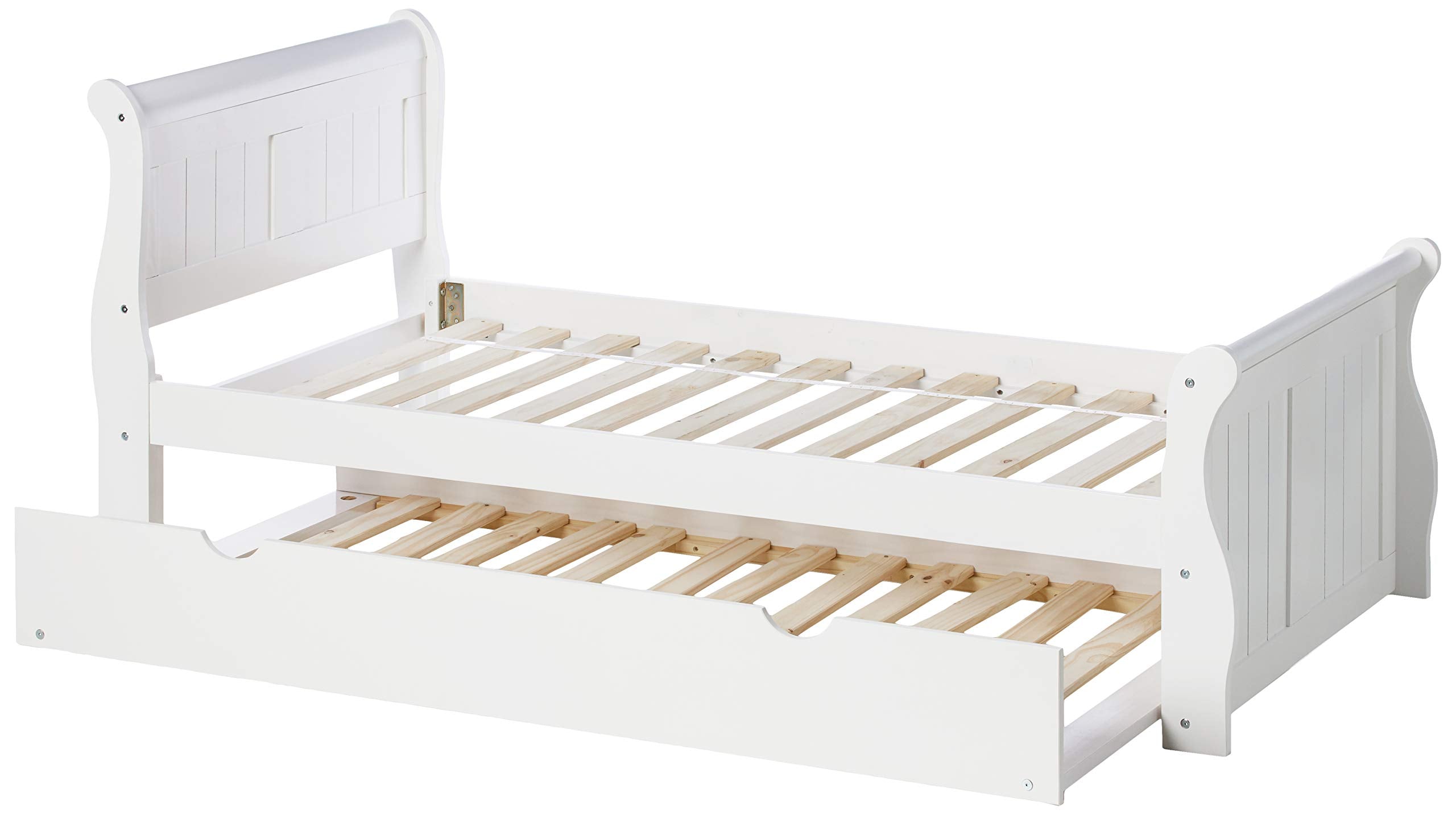 Donco Kids 325-TW_503-W Sleigh Bed withTrundle Bed, Twin/Twin, White