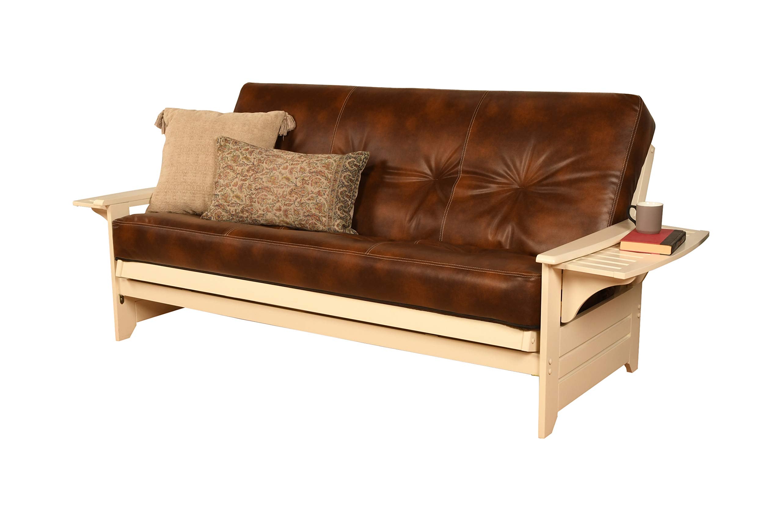 Kodiak Furniture Phoenix Full Futon With Oregon Trail Saddle Mattress, White