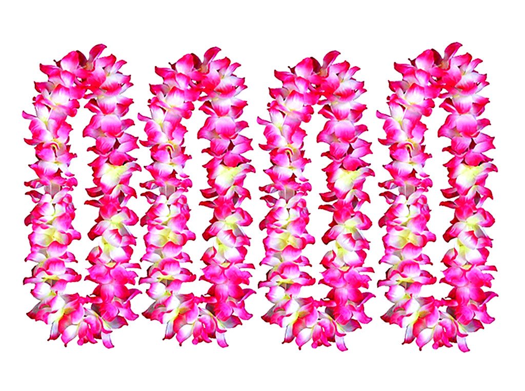 ALIMITOPIA Hawaiian Hula Leis Dance Wreath Garland Artificial Flowers Fabric Neck Loop for Luau Party Costumes (Pink;4pcs)