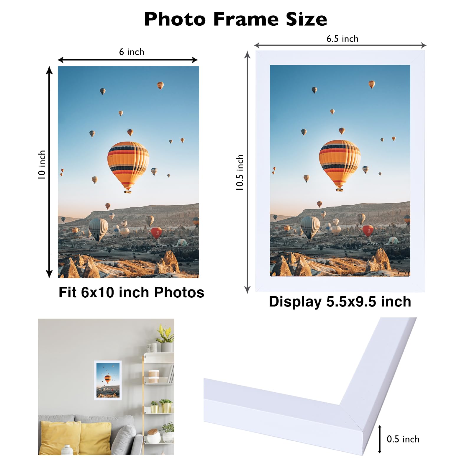 Jcjmy 6X10 Picture Frame Set Of 3 Black For Wall Hanging Or Tabletop- Wall Mounting Horizontally Or Vertically, 6 X 10 Wall Gall