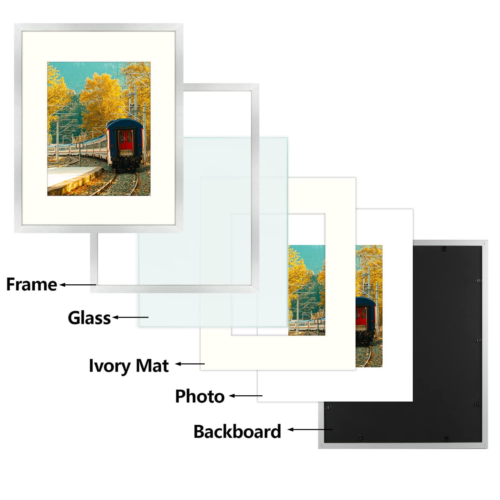 Golden State Art, 16X20 Picture Frame, Poster Frame In Silver, Display 11X14 With Mat Or 16X20 Without Mat, 2 Pack