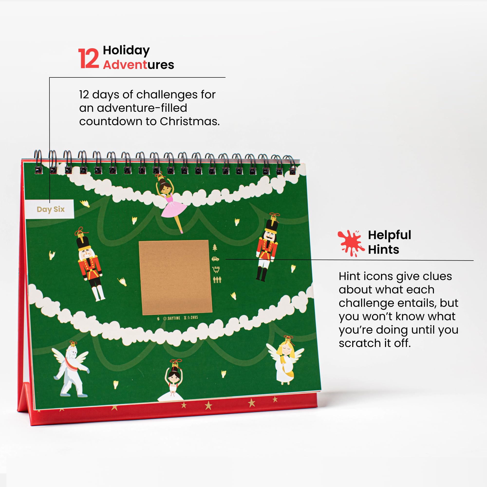 The Adventure Challenge Advent Calendar 2022-12 Scratch-Off Holiday Season Adventures For Couples, Families, Friends And More, C