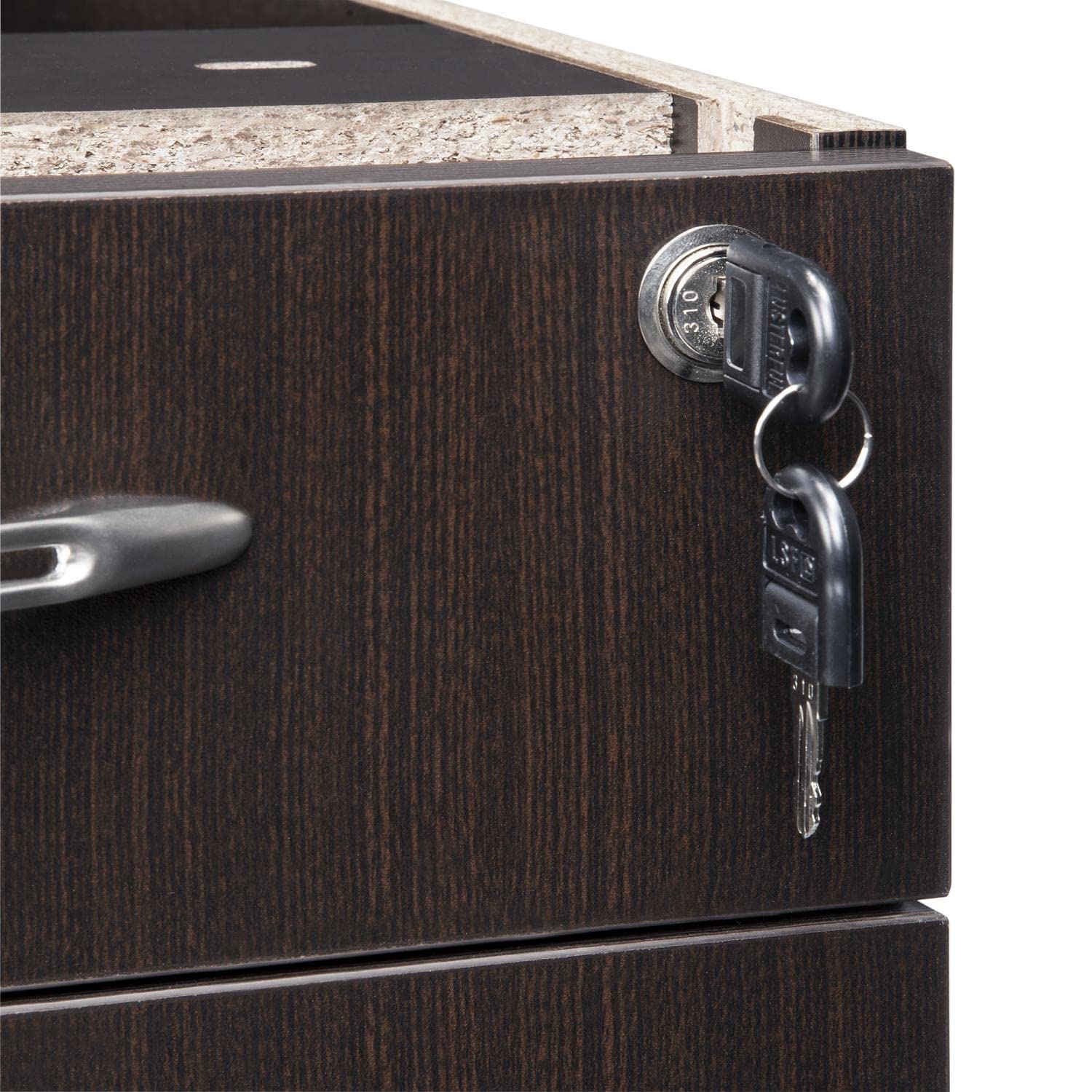 Aberdeen Series Pencil/Box/Box/File Laminate Desk Pedestal, Mocha