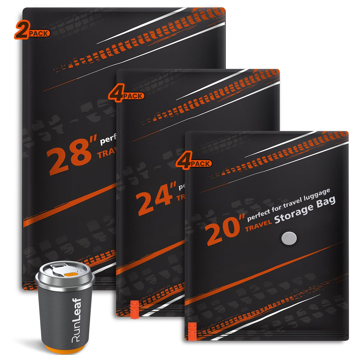 RunLeaf Vacuum Storage Bags for Travel with Rechargeable Pump, 10Pack