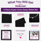 Deep Pocket King Size Sheets - 21    Extra Deep Pocket King Size Sheets - [4 Piece Set] King Bed Sheets Oversize Flat Sheet, Fit