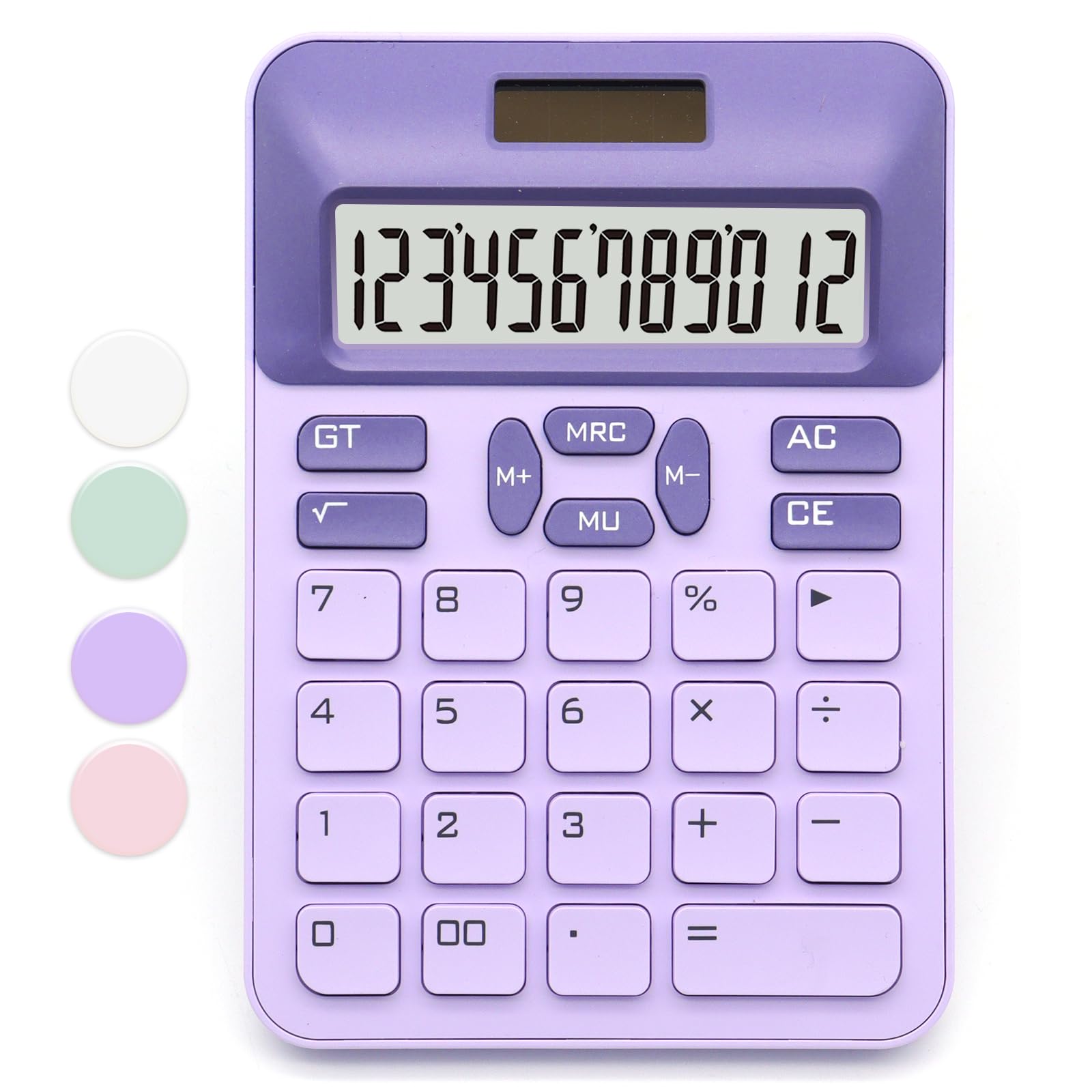 Purple Calculator With 12 Digit Lcd Display - Basic, Cute For Office, Home, School, Shop