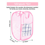 Durable Collapsible Laundry Baskets - Reinforced Mesh Pop Up Laundry Hamper With Side Pocket, Foldable Clothes Storage Hamper Wi