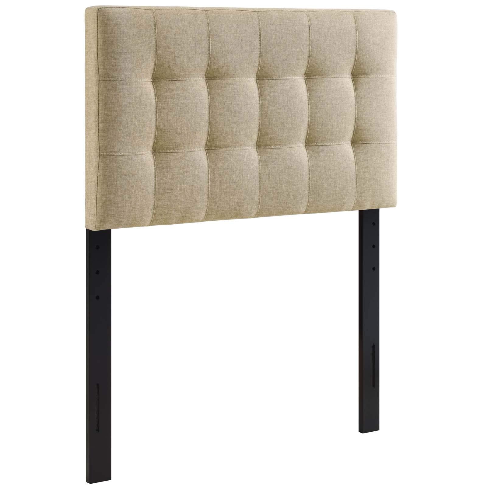 Modway Lily Tufted Linen Fabric Upholstered Twin Headboard in Beige