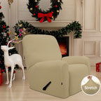 Easy-Going Recliner Stretch Sofa Slipcover Sofa Cover 4-Pieces Furniture Protector Couch Soft With Elastic Bottom Spandex Jacquard Fabric Small Checks(Large,Beige)
