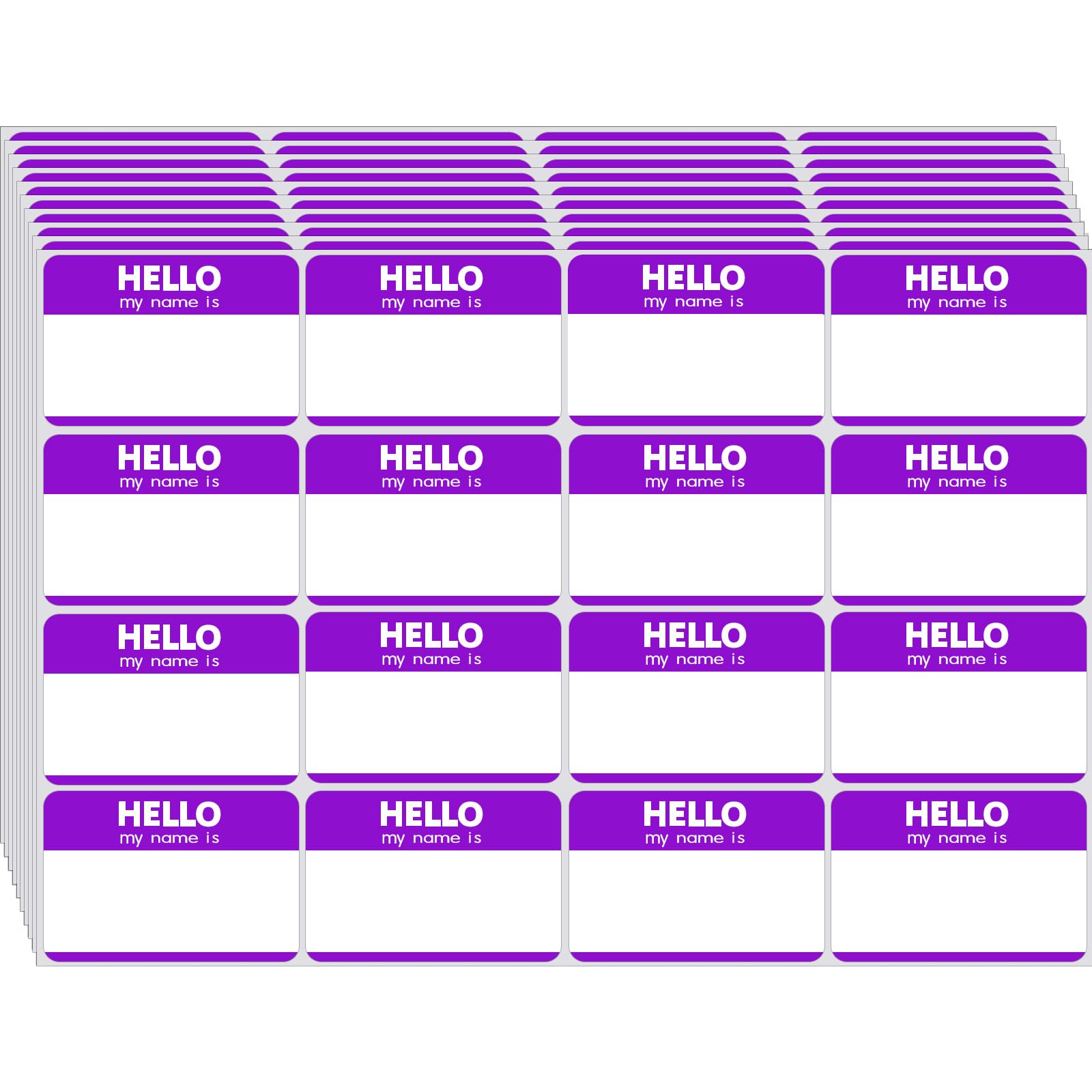 Zacool 480 Pcs Purple Hello My Name Is Name Tags, 3' X 2' Custom Paper Labels For School, Office, Party