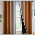 Yakamok 100% Blackout Burnt Orange Curtains for Bedroom,Ombre Room Darkening Curtains for Living Room Grommet Window Curtains 63
