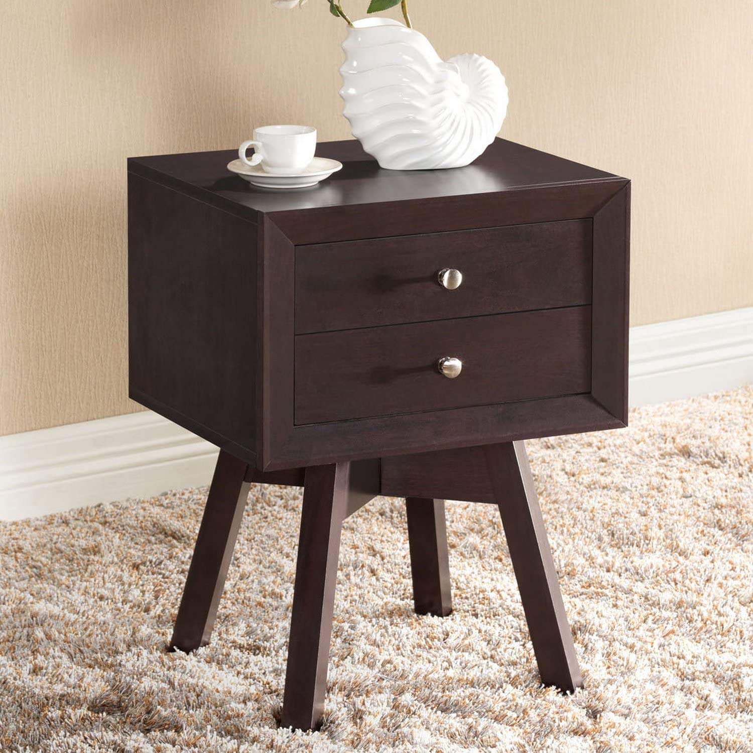 Baxton Studio Warwick Modern Accent Table and Nightstand, Brown (Set of 2)