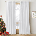 RYB HOME White Velvet Curtains 84 inches - Plush Soft Modern Decorative Drapes Back Tab & Rod Pocket Window Treatment Panels for