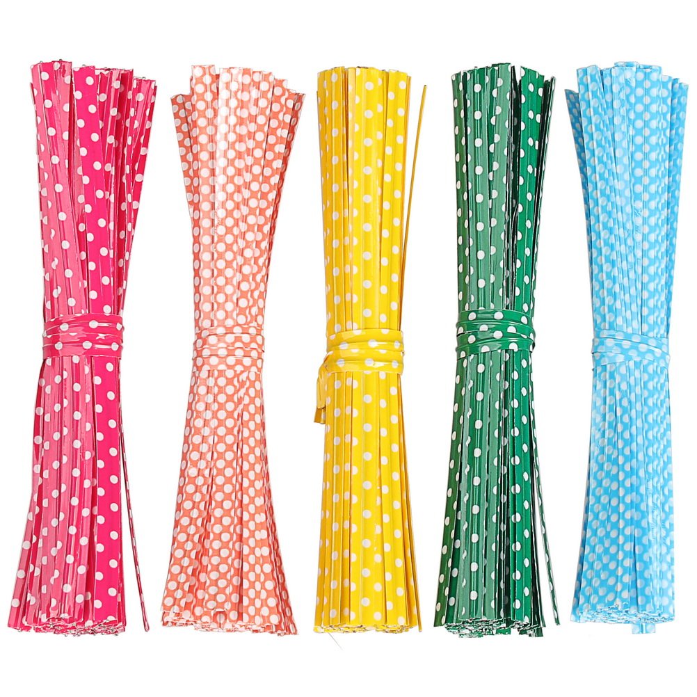 Pengxiaomei 500 Pcs 4 Inch Bag Twist Ties, Colorful Bread Ties Wire For Bag Metallic Bread Ties Small Plastic Twist Ties