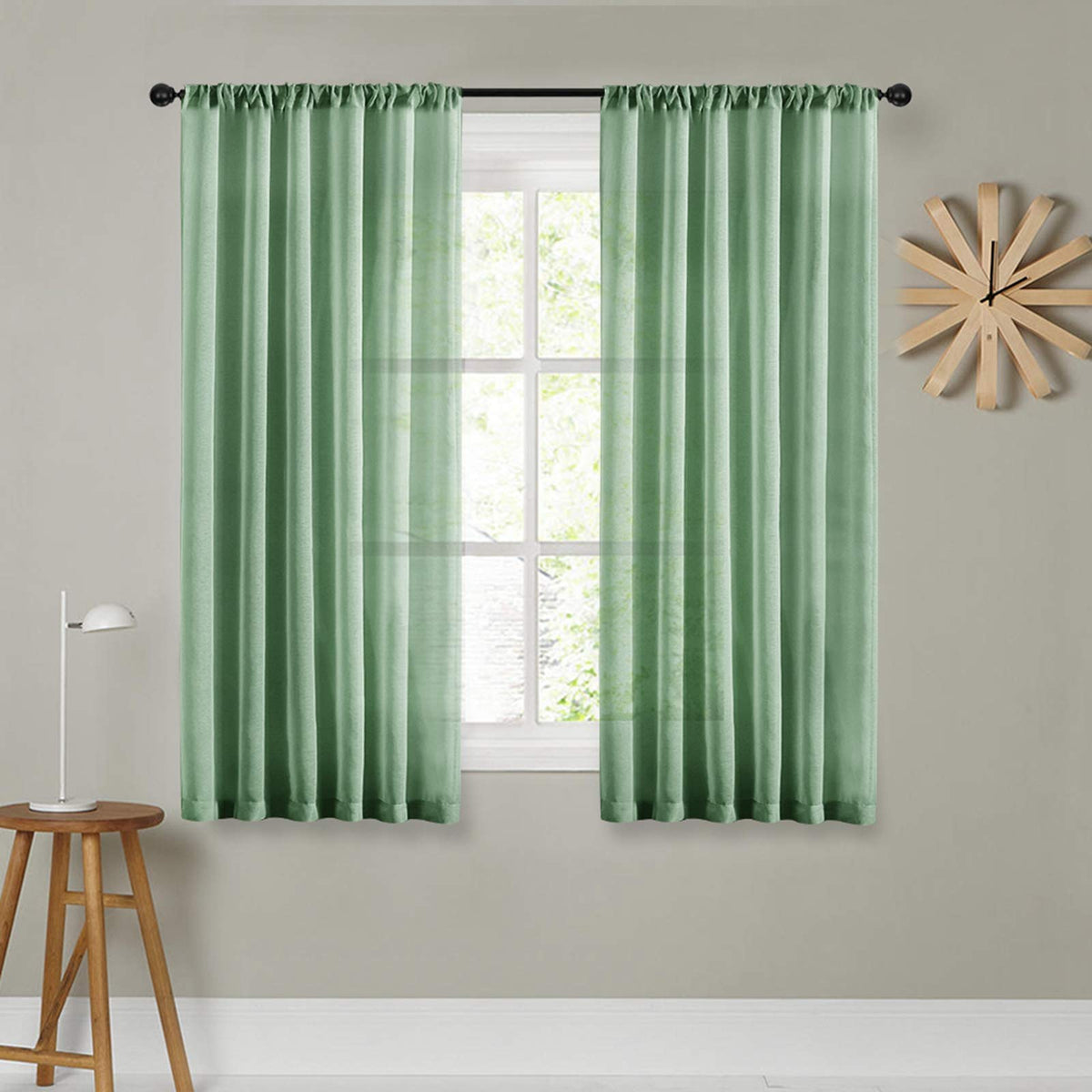 Mrtrees Sheer Curtains 72 Inches Long Olive Green Curtain Sheers Living Room Bedroom Kitchen Transparent Voile Panels Rod Pocket