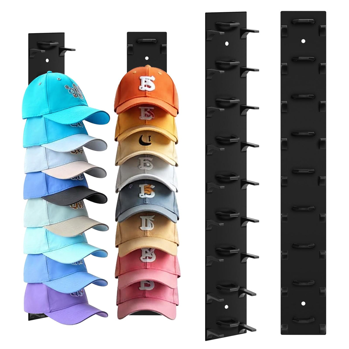 4 Pack Hat Organizer For Baseball Caps, Hat Rack for Wall Holds 36 Hats