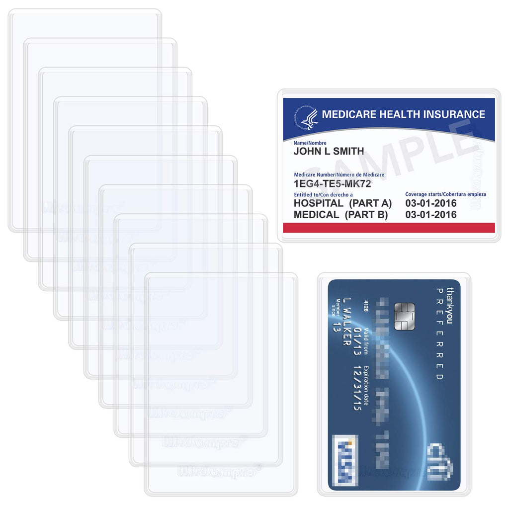 Wisdompro 10 Pack New Medicare Card Holder Protector Sleeves, 6 Mil Soft And Flexible Clear Pvc Wallet Size Slot For Social Secu