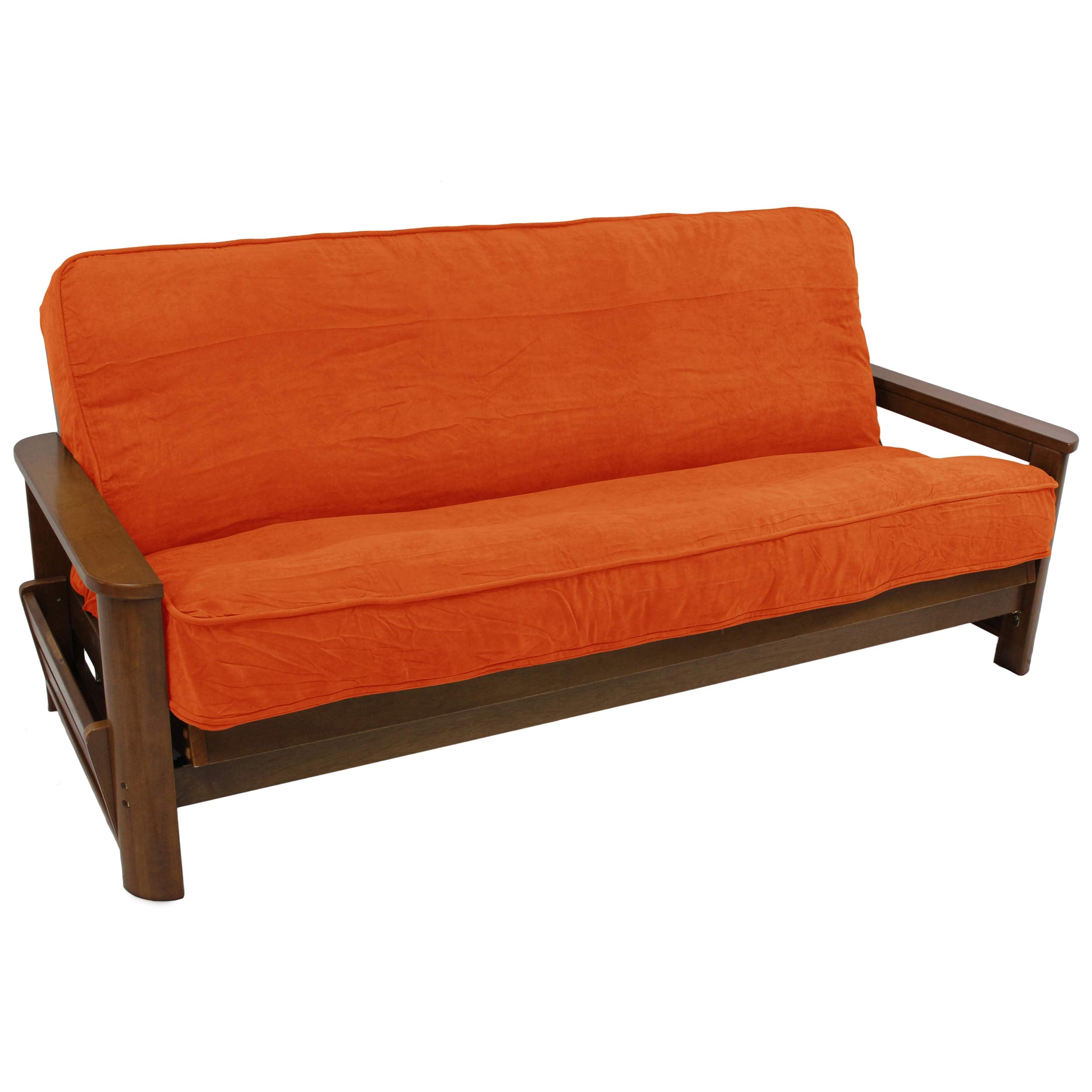 Blazing Needles Solid Microsuede Double Corded 8&quot; to 9&quot; Futon Cover, Full, Tangerine Dream