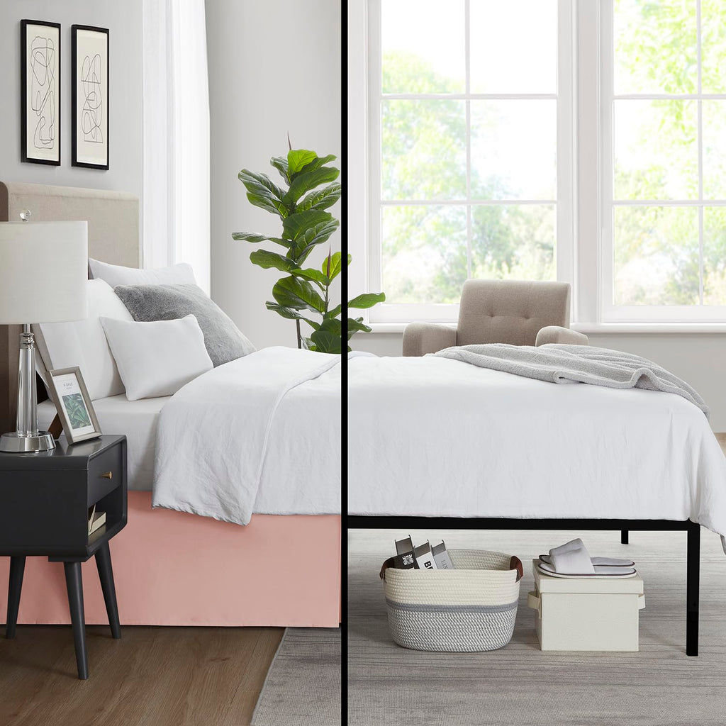 Nestl Peach Beige Bed Skirt Cal King Size - Cal King Bed Skirt 14 Inch Drop - Brushed Microfiber Bed Skirts - Hotel Quality Pleated Bed Skirt - Shrinkage & Fade Resistant