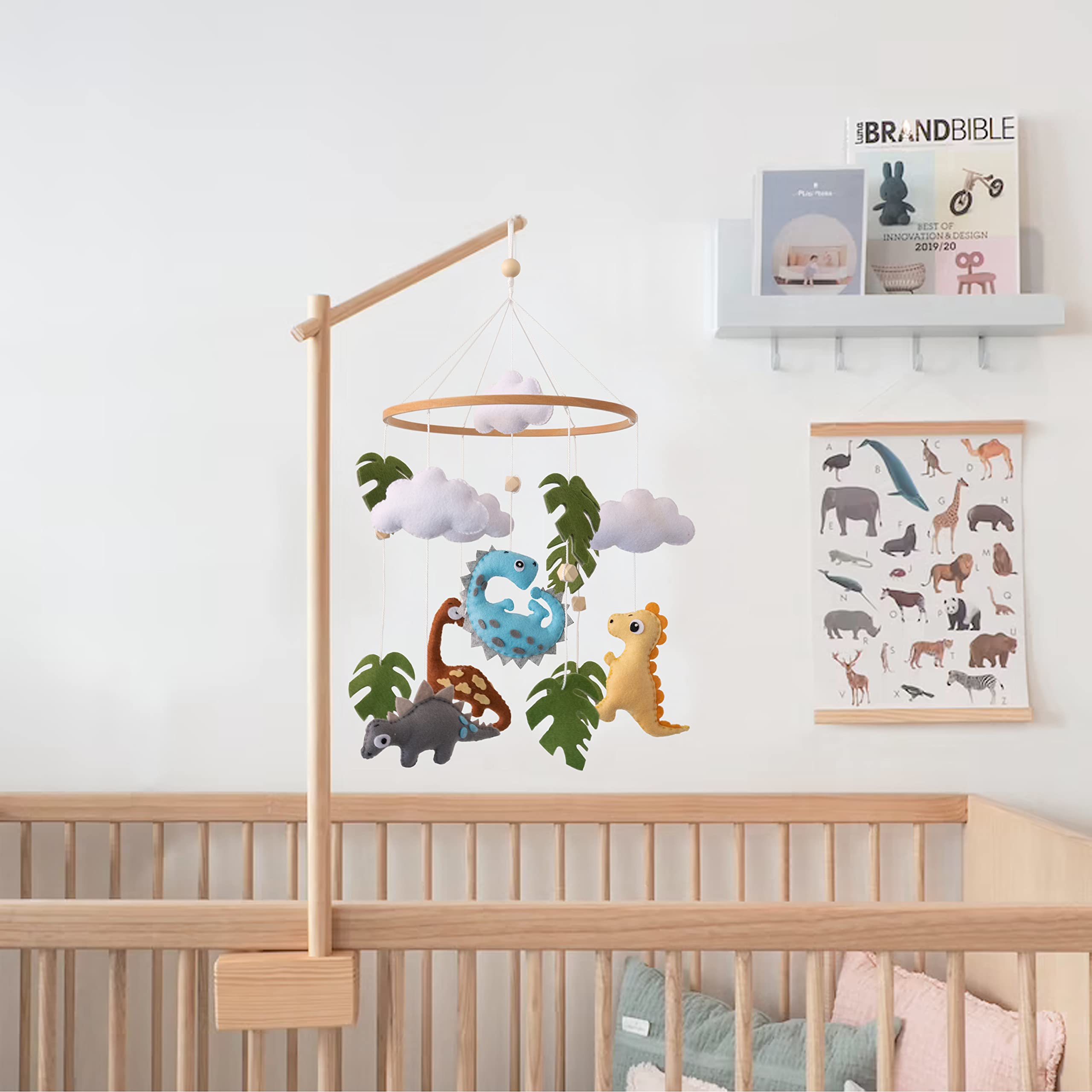 Nicepoch Dinosaur Baby Crib Mobile For Baby Boys & Girls - Dinosaur Jurassic Theme Nursery Mobiles For Crib - Bassinet Mobile Wi