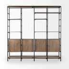 HomeRoots Medium Brown Wood and Metal Multi Shelves Shelving Unit