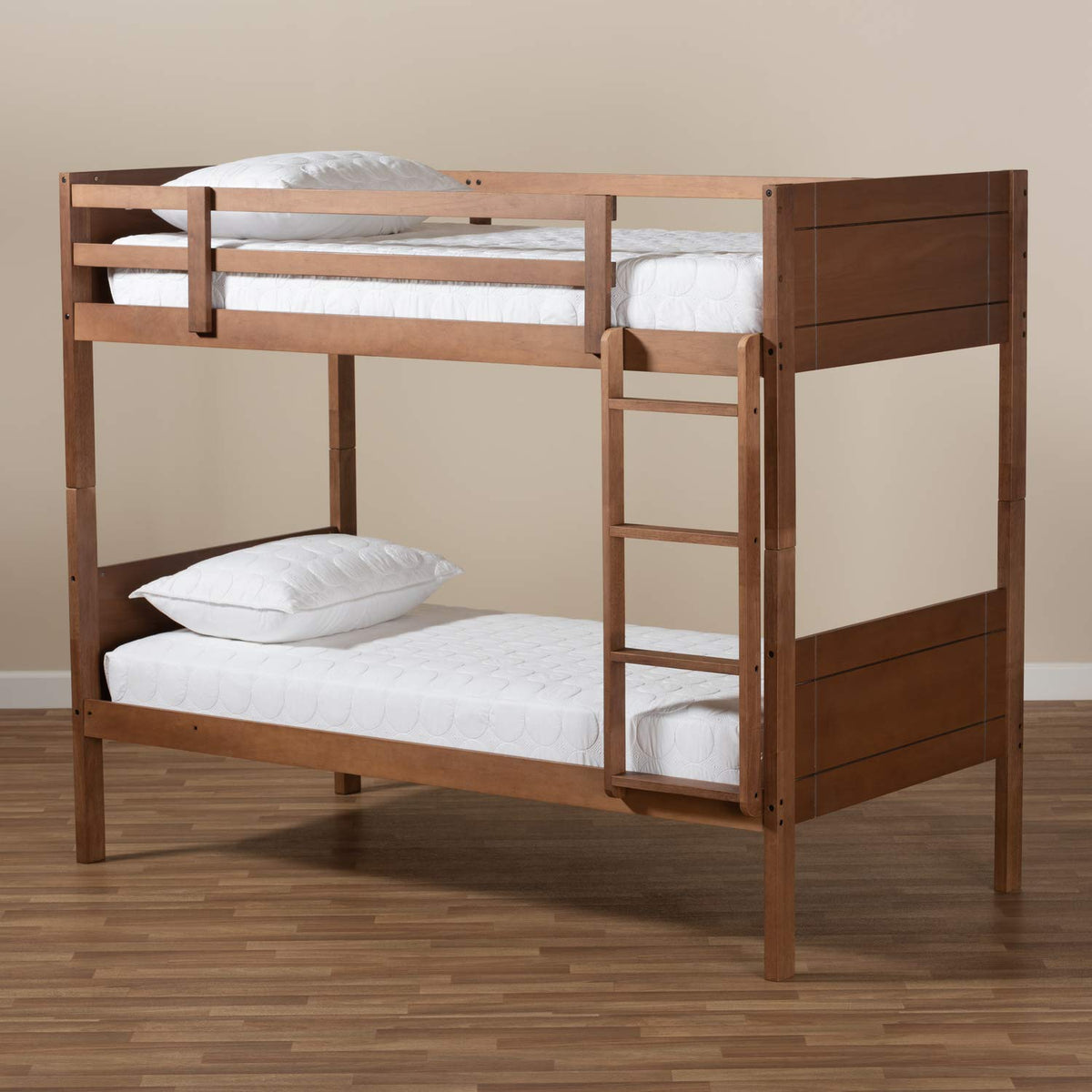 Baxton Studio Elsie Modern and Contemporary Walnut Brown Finished Wood Twin Size Bunk Bed