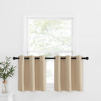 Nicetown Small Tiers Window Kitchen Valances - Farmhouse Style Thermal Insulated Room Darkening Window Treatment Curtains/Drapes (Biscotti Beige, 2 Panels, 42W By 24L With 1.2 Inches Header)