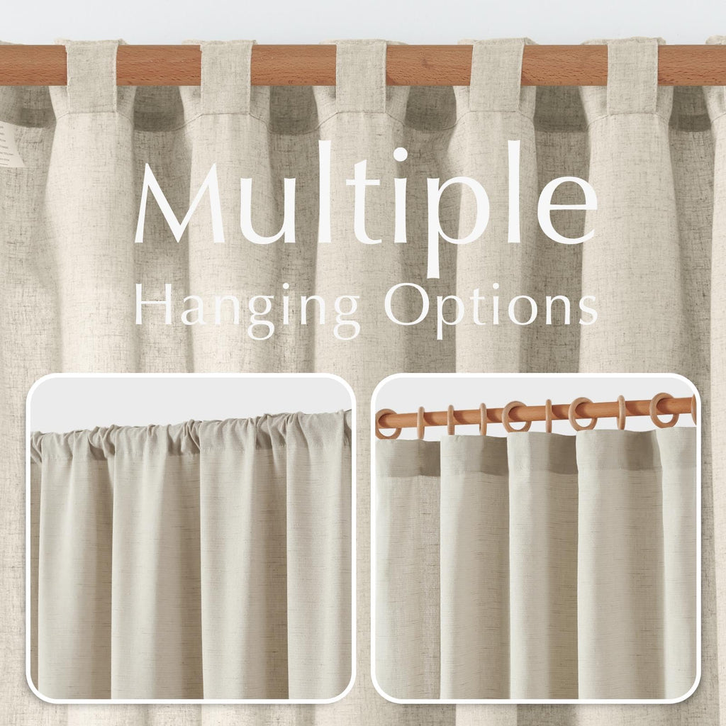 Jinchan Linen Blend Curtain For Living Room 96 Inch Length Extra Wide For Room Divider Oat Curtain Rustic Farmhouse Curtain Rod Pocket Back Tab Light Filtering Bedroom Window Curtain 1 Panel Oat