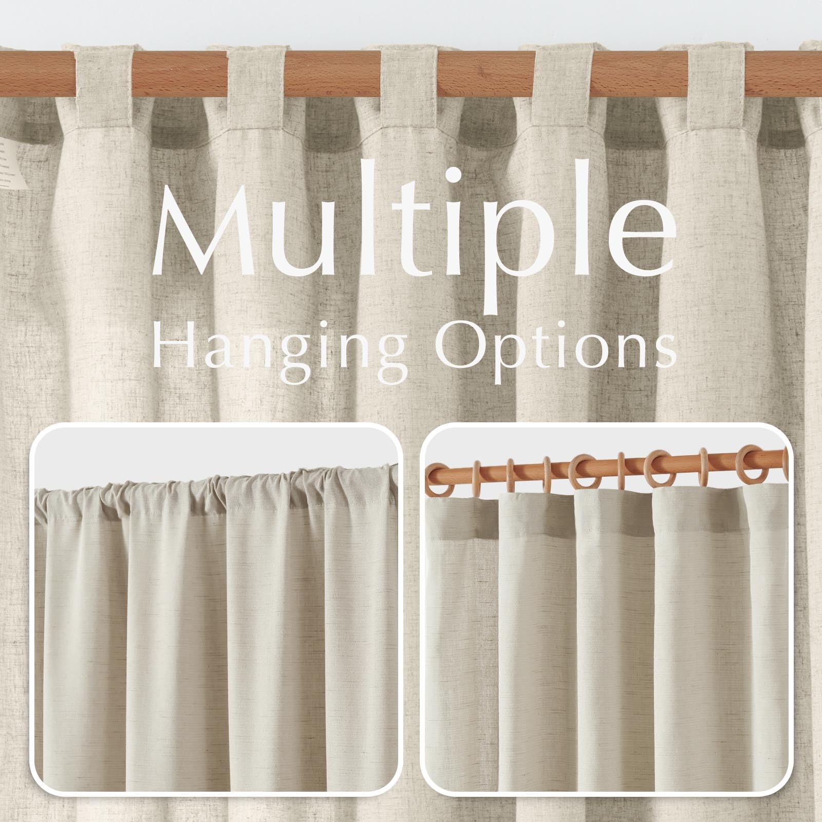Jinchan Linen Blend Curtain For Living Room 96 Inch Length Extra Wide For Room Divider Oat Curtain Rustic Farmhouse Curtain Rod Pocket Back Tab Light Filtering Bedroom Window Curtain 1 Panel Oat