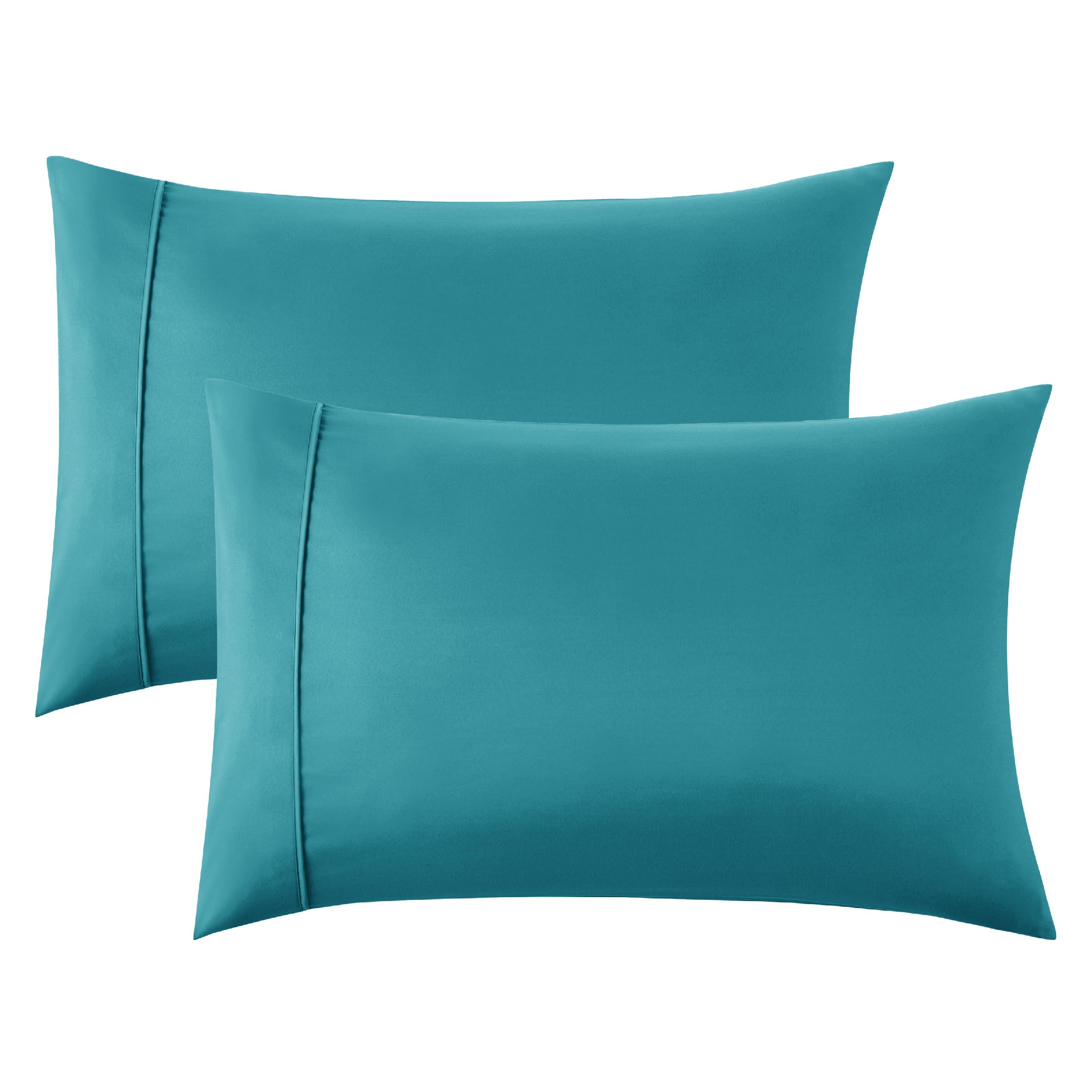 Bedsure Pillow Cases Standard Size Set Of 2 - Teal Brushed Microfiber Pillowcases, Super Soft And Cozy Pillowcase, Pillow Case Covers With Envelop Closure, 20X26 Inches