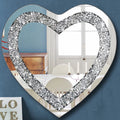 DMDFIRST Crystal Crush Diamond Heart Shaped Silver Mirror for Wall Decoration 24x24x1 inch Wall Hang Frameless Mirror Acrylic Di