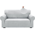 Znsayotx 1 Piece Jacquard Couch Covers For 2 Cushion Couch High Stretch Loveseat Slipcover For Pets Dogs Anti Slip Love Seat Sofa Slipcover Furniture Protector (Medium, New Pattern Silver Grey)