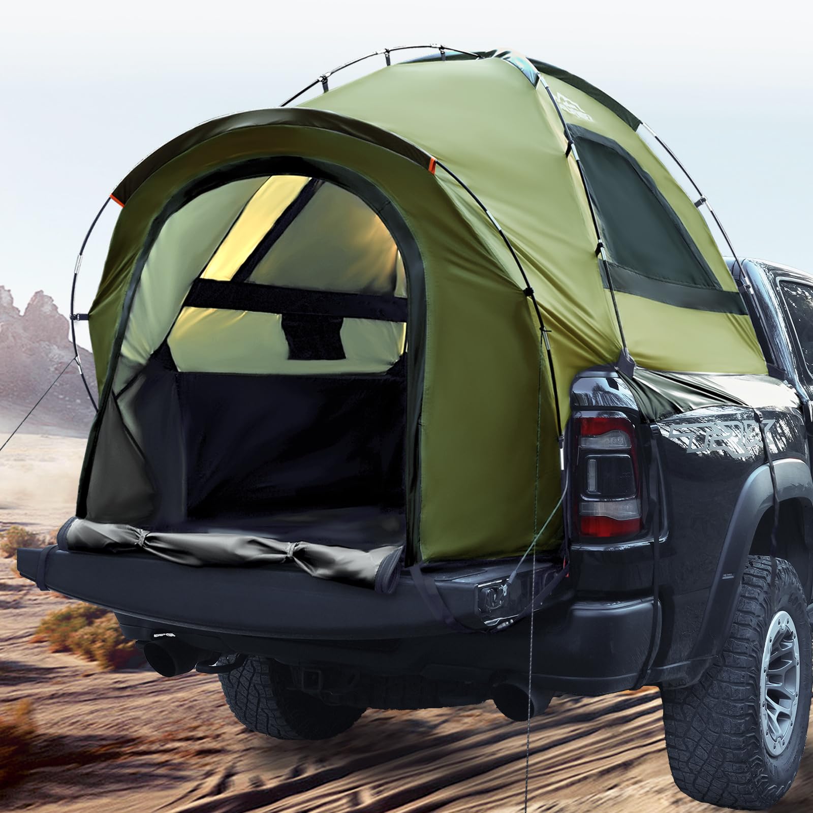 Truck Bed Tent, Waterproof PU3000mm Pickup Truck Tent for Camping 5.0-5.4 Ft Bed, 2-3 Person Sleeping Truck Tent, Portable for C