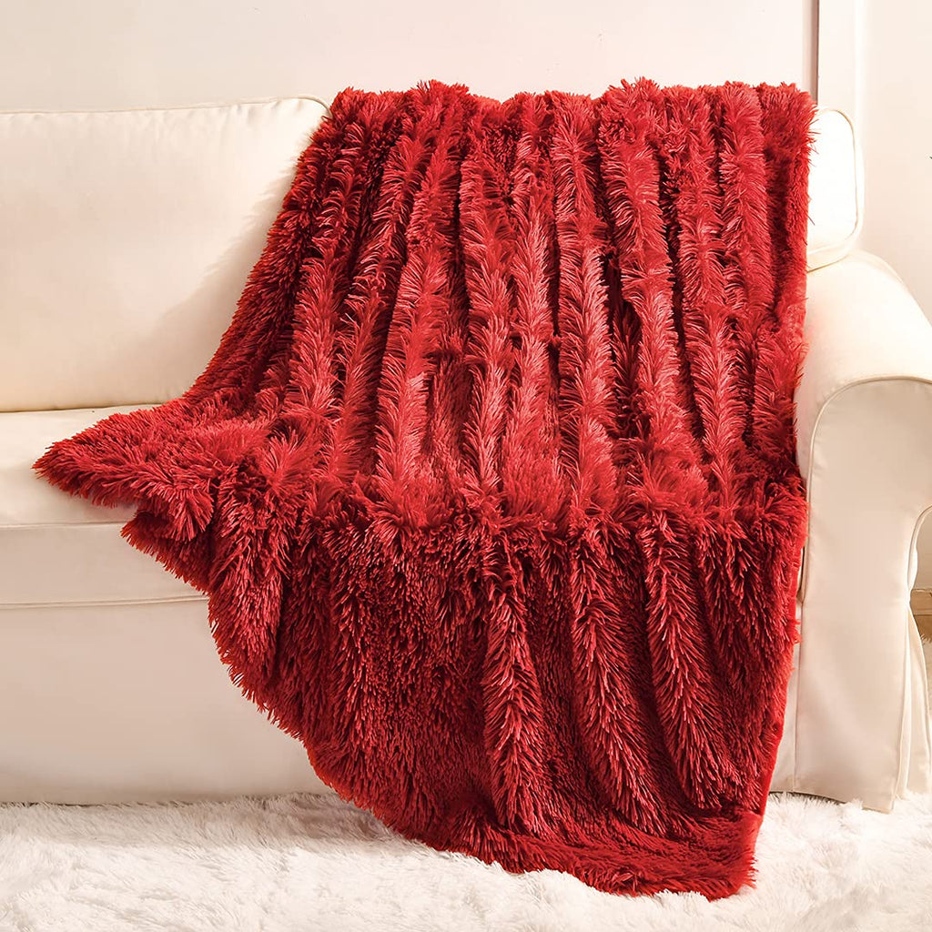 Yusoki Red Faux Fur Throw Blanket,2 Layers,50' X 60',Soft Fluffy Fuzzy Cozy Blanket For Women Girls Teens Sofa Chair Couch Bed