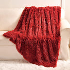 Yusoki Red Faux Fur Throw Blanket,2 Layers,50' X 60',Soft Fluffy Fuzzy Cozy Blanket For Women Girls Teens Sofa Chair Couch Bed