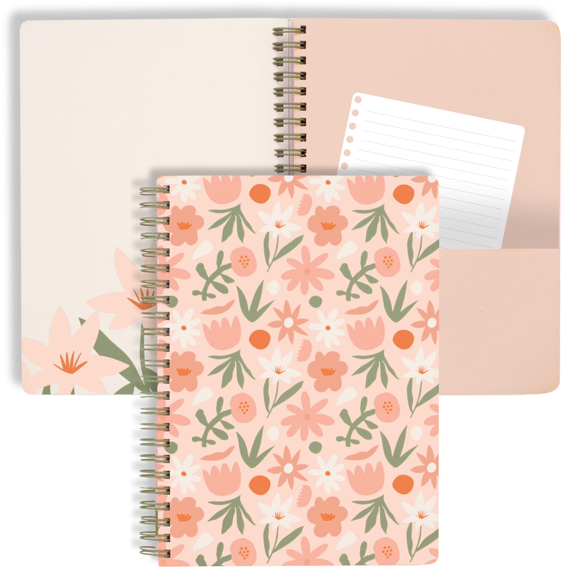 Steel Mill & Co Cute Mini Spiral Notebook, 8.25' X 6.25' Journal With Durable Hardcover And 160 Lined Pages, Star Floral, Blus