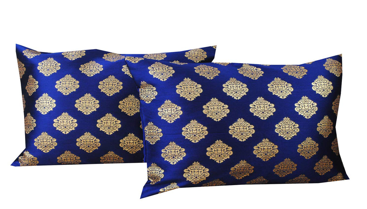 Pink Parrot Art Silk Multi ColourCushion Cover With Zipper 12X18 InchSet Of 2 Pcs